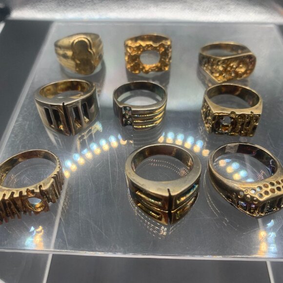 9ct Vintage ELECTRO PLATED Salesman Sample Size 8 Men's Rings SELLING AS IS